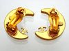 Authentic vintage Chanel earrings Red Crescent Moon Rhinestone CC logo