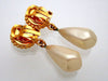 Authentic vintage Chanel earrings Clover Round Clip Faux Pearl Drop Dangled