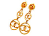 Authentic vintage Chanel earrings CC logo Round Dangled