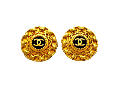 Authentic vintage Chanel earrings Decorative CC logo Round