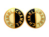 Authentic vintage Chanel earrings Black White Letter Logo Round