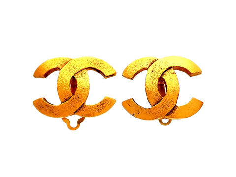 Authentic vintage Chanel earrings Gold CC logo Double C