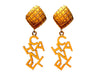 Authentic vintage Chanel earrings Mesh Square Clip Letter Logo Dangled