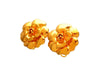 Authentic vintage Chanel earrings Gold Camellia