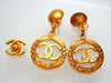 Authentic vintage Chanel earrings CC Letter Logo Round Dangled