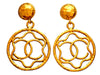 Authentic vintage Chanel earrings Decorative CC logo Round Dangled
