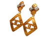 Authentic vintage Chanel earrings Rhombus Faux Pearl CC Letter Logo Dangled
