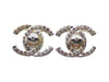 Authentic vintage Chanel earrings Silver Turnlock CC Logo Double C Rhinestone