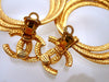 Authentic vintage Chanel earrings gold CC logo dangled plural hoops