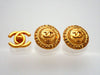 Authentic vintage Chanel earrings CC Letter logo Round