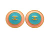Authentic vintage Chanel earrings Pale Pink Blue CC logo Round