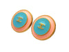 Authentic vintage Chanel earrings Pale Pink Blue CC logo Round