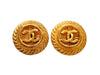 Authentic vintage Chanel earrings CC logo Rope Round