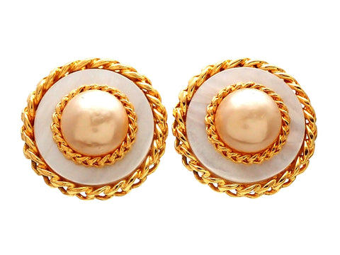 Authentic vintage Chanel earrings Faux Pearl Rope Round
