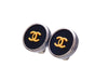 Authentic vintage Chanel earrings Silver Black Round Gold CC logo
