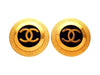 Authentic vintage Chanel earrings Gold Black Round CC logo