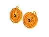 Authentic vintage Chanel earrings Gold Camellia Letter logo Round