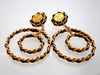 Authentic vintage Chanel earrings Super Large CC logo Round Black Leather Hoops dangled