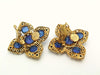 Authentic vintage Chanel earrings blue gripoix glass rhinestone flower