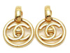 Authentic vintage Chanel earrings swing gold turnlock CC dangle