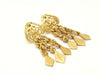 Authentic vintage Chanel earrings gold CC swing chain leaf dangle
