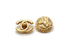 Authentic vintage Chanel earrings gold lion CC round