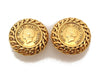 Authentic vintage Chanel earrings gold COCO logo round small