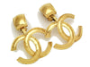 Authentic vintage Chanel earrings swing gold huge CC dangle clip on