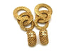 Authentic vintage Chanel earrings gold CC triple hoop dangle clip on