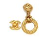 Authentic vintage Chanel earrings gold CC swing chain hoop clip on