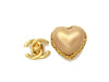 Authentic vintage Chanel earrings CC frame gold pearl heart clip on