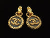 Authentic vintage Chanel earrings swing gold CC clear plastic dangle