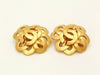 Authentic vintage Chanel earrings gold CC flower large clip on