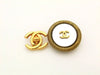 Authentic vintage Chanel earrings gold CC white stone large