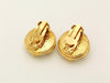 Authentic vintage Chanel earrings gold CC large rhinestone round clip