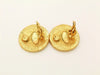 Authentic vintage Chanel earrings gold rue cambon logo medal round