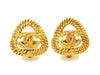 Authentic vintage Chanel earrings gold CC triangle rope clip on