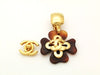 Authentic vintage Chanel earrings swing brown clover gold CC dangle