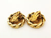 Authentic vintage Chanel earrings gold rhinestone CC round sale