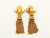Authentic vintage Chanel earrings gold CC cross fringe tassel dangle