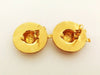 Authentic vintage Chanel earrings gold straw hat large round clip on