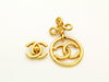 Authentic vintage Chanel earrings swing gold CC hoop dangle large
