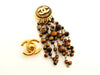 Authentic vintage Chanel earrings CC brown beads fringe tassel dangle