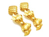 Authentic vintage Chanel earrings gold rhombus swing ribbon dangle