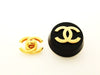 Authentic vintage Chanel earrings gold CC black round large real