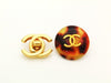 Authentic vintage Chanel earrings CC plastic tortoiseshell round real