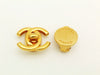 Authentic vintage Chanel earrings gold logo round small clip on
