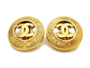Authentic vintage Chanel earrings gold CC round real clip on