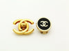 Authentic vintage Chanel earrings gold CC black round real small