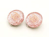 Authentic vintage Chanel earrings CC clear pink silver lame small